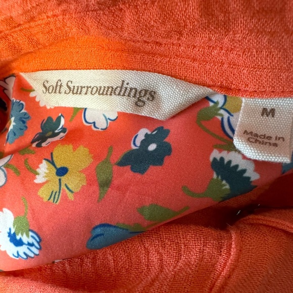 Soft Surroundings Popover Henley Tunic Orange Long Roll Tab Sleeve sz M - Picture 3 of 4